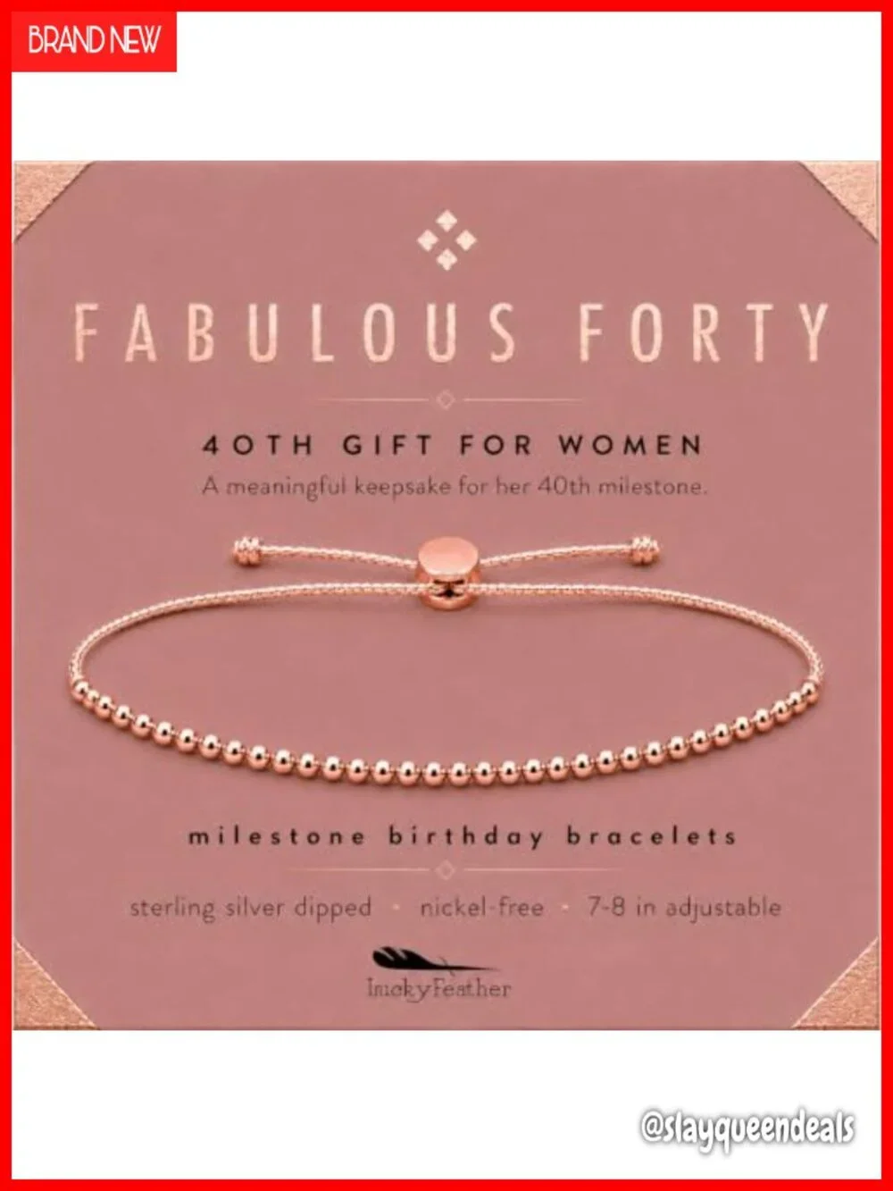 14k Gold Dipped Fabulous Forty Milestone Bracelet, Adjustable 7-8